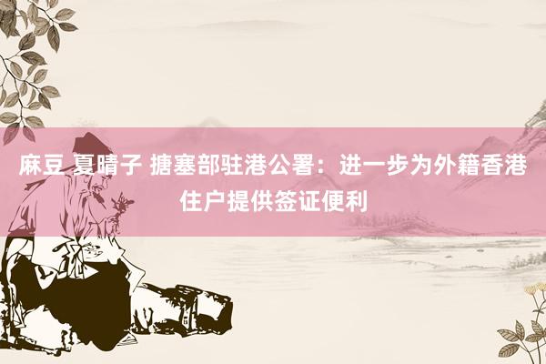麻豆 夏晴子 搪塞部驻港公署:进一步为外籍香港住户提供签证便利