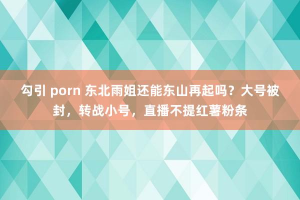 勾引 porn 东北雨姐还能东山再起吗?大号被封,转战小号,直播不提红薯粉条