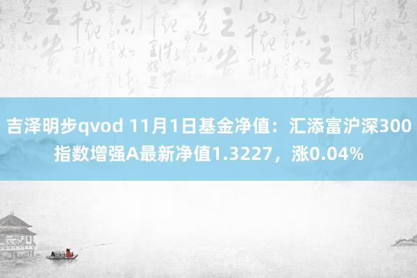 吉泽明步qvod 11月1日基金净值:汇添富沪深300指数增强A最新净值1.3227,涨0.04%