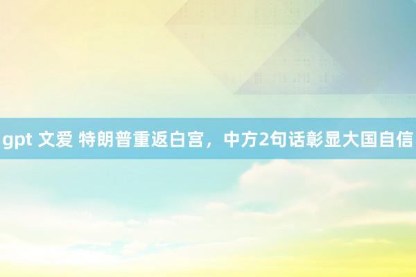 gpt 文爱 特朗普重返白宫,中方2句话彰显大国自信