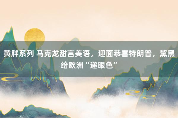 黄胖系列 马克龙甜言美语,迎面恭喜特朗普,黧黑给欧洲“递眼色”
