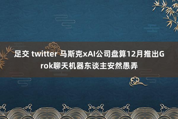 足交 twitter 马斯克xAI公司盘算12月推出Grok聊天机器东谈主安然愚弄