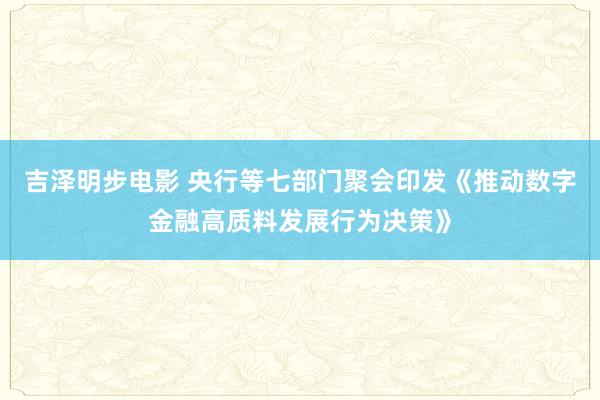 吉泽明步电影 央行等七部门聚会印发《推动数字金融高质料发展行为决策》
