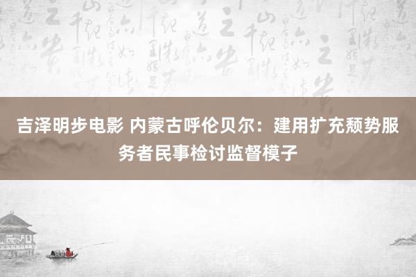 吉泽明步电影 内蒙古呼伦贝尔:建用扩充颓势服务者民事检讨监督模子