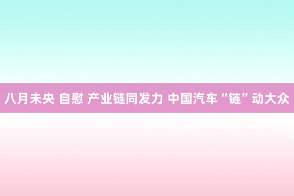 八月未央 自慰 产业链同发力 中国汽车“链”动大众