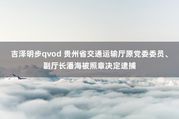 吉泽明步qvod 贵州省交通运输厅原党委委员、副厅长潘海被照章决定逮捕