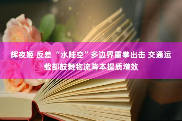 辉夜姬 反差 “水陆空”多边界重拳出击 交通运载部鼓舞物流降本提质增效