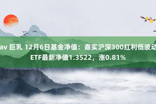av 巨乳 12月6日基金净值:嘉实沪深300红利低波动ETF最新净值1.3522,涨0.81%