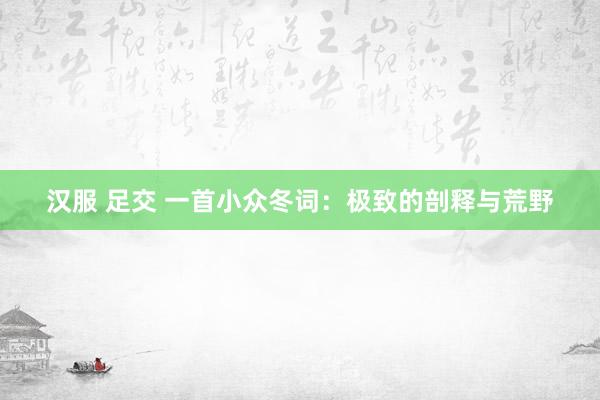 汉服 足交 一首小众冬词:极致的剖释与荒野