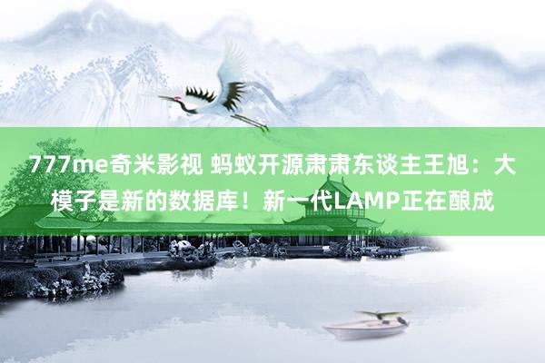777me奇米影视 蚂蚁开源肃肃东谈主王旭:大模子是新的数据库!新一代LAMP正在酿成