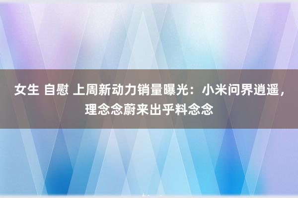 女生 自慰 上周新动力销量曝光:小米问界逍遥,理念念蔚来出乎料念念