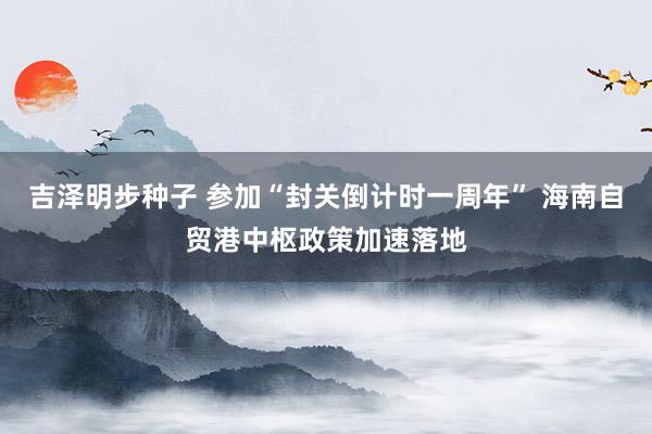 吉泽明步种子 参加“封关倒计时一周年” 海南自贸港中枢政策加速落地