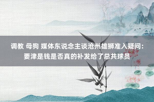 调教 母狗 媒体东说念主谈沧州雄狮准入疑问:要津是钱是否真的补发给了总共球员