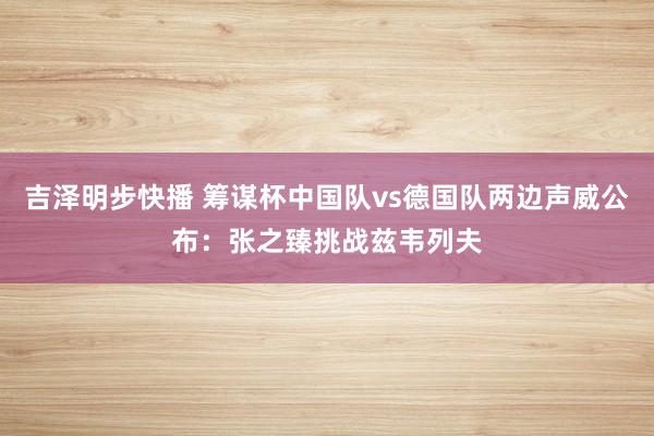 吉泽明步快播 筹谋杯中国队vs德国队两边声威公布:张之臻挑战兹韦列夫