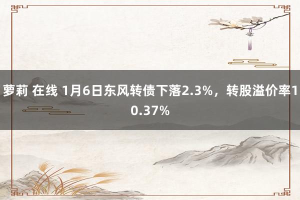 萝莉 在线 1月6日东风转债下落2.3%,转股溢价率10.37%