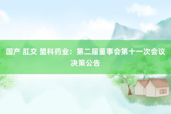 国产 肛交 盟科药业:第二届董事会第十一次会议决策公告