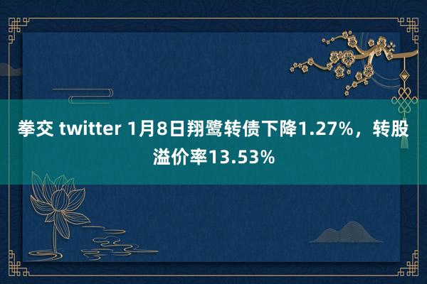 拳交 twitter 1月8日翔鹭转债下降1.27%,转股溢价率13.53%