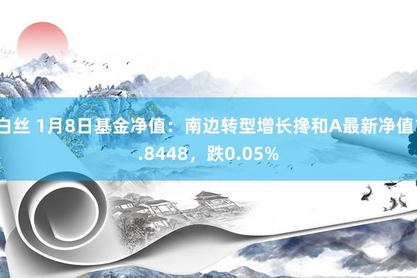 白丝 1月8日基金净值:南边转型增长搀和A最新净值1.8448,跌0.05%