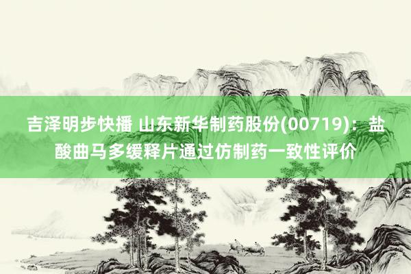 吉泽明步快播 山东新华制药股份(00719):盐酸曲马多缓释片通过仿制药一致性评价