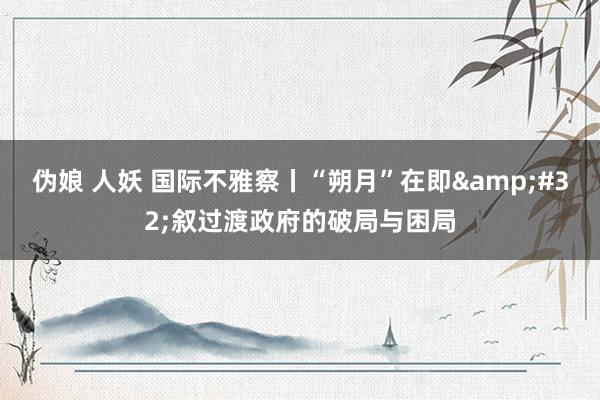 伪娘 人妖 国际不雅察丨“朔月”在即 叙过渡政府的破局与困局