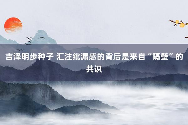 吉泽明步种子 汇注纰漏感的背后是来自“隔壁”的共识