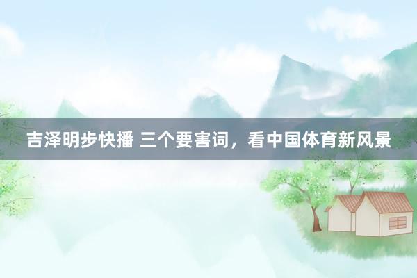 吉泽明步快播 三个要害词,看中国体育新风景