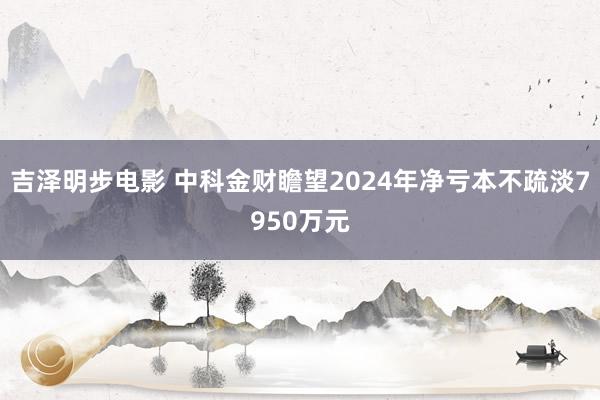 吉泽明步电影 中科金财瞻望2024年净亏本不疏淡7950万元