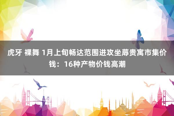 虎牙 裸舞 1月上旬畅达范围进攻坐蓐贵寓市集价钱：16种产物价钱高潮