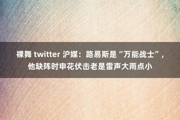 裸舞 twitter 沪媒:路易斯是“万能战士”,他缺阵时申花伏击老是雷声大雨点小