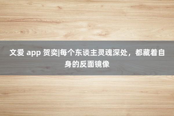 文爱 app 贺奕|每个东谈主灵魂深处，都藏着自身的反面镜像