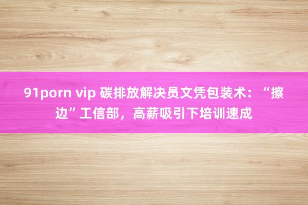 91porn vip 碳排放解决员文凭包装术:“擦边”工信部,高薪吸引下培训速成