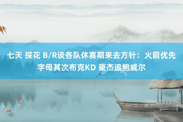 七天 探花 B/R谈各队休赛期来去方针：火箭优先字母其次布克KD 豪杰追鲍威尔